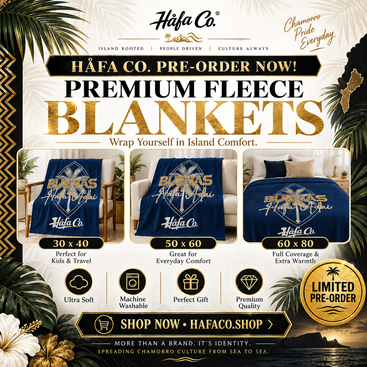 PRE ORDER. Buenas & Håfa Adai Premium Island Blanket